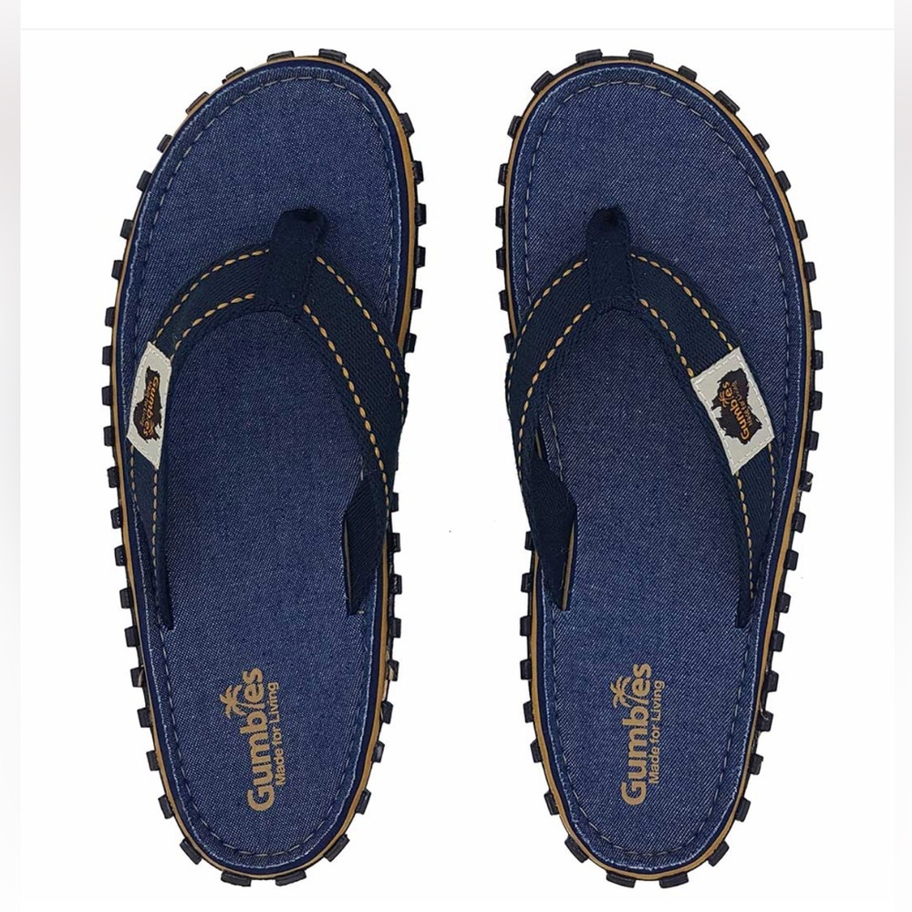 Gumbies Islander Canvas Thong Flip Flops Denim Women’s size 6 EU 37